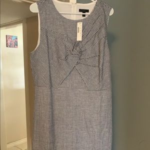JCrew navy/white gingham linen dress 16T
